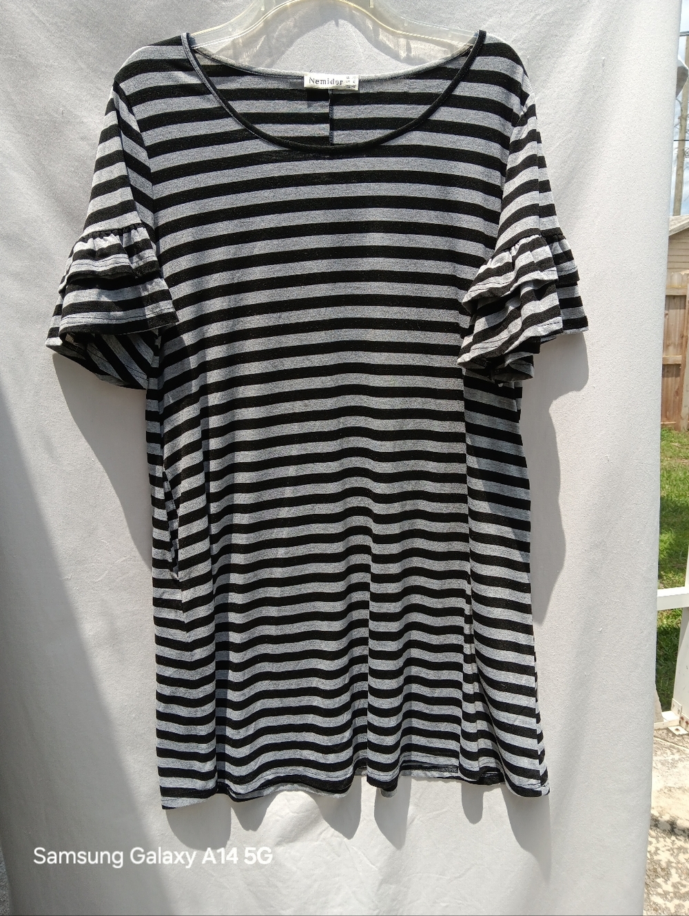 Striped Mini Dress Size 16 Black/Gray